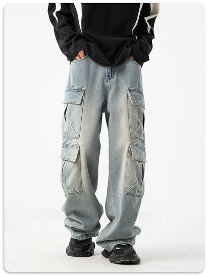 Black & Blue Workwear Denim Cargo Jeans