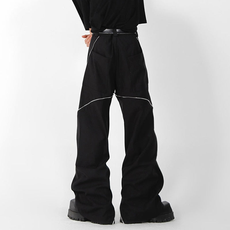Loose Solid Color Side Zippers Pants