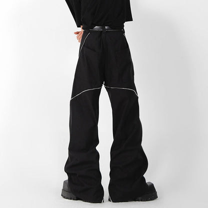 Loose Solid Color Side Zippers Pants
