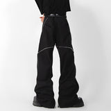 Loose Solid Color Side Zippers Pants