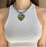Y2K Jewelry Colorful Heart Pendant Necklace