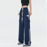 Cool Oversize Stripe Drawstring Cargo Sweatpants