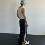 Cloud-Soft Feel Striped Velvet  PU Leather Pants