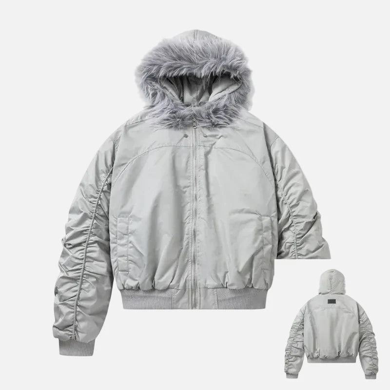 Stylish Lightweight Padded Fur Down Jacket