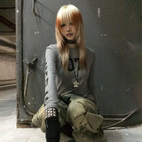 Gothic Vintage Number Print Patchwork T-Shirt
