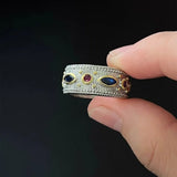 Creative Multicolor Zircon Stripe Open Ring