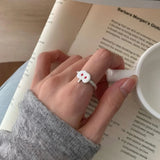 Cute Cartoon Apple Silver Metal Ring