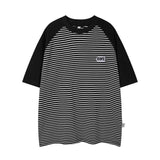 High-Quality Striped Splice Loose Casual Summer T-Shirt