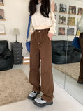 Brown Heart High-waisted Straight Jeans