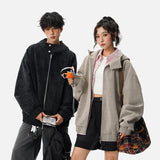 Windproof Suede Zipper Hooded Leather Jacket
