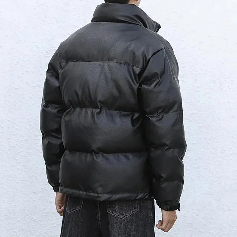 Men Black Winter Parka Padded Casual Jacket