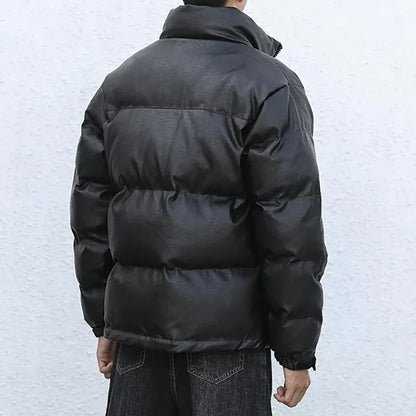 Men Black Winter Parka Padded Casual Jacket
