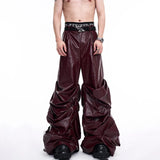 Luxury Stacking Wide Leg Faux Leather Pants