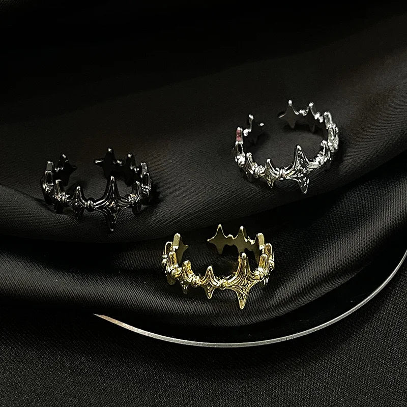 Irregular Cross Star Open Adjustable Ring