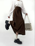 Pleated Dark Academia Midi Skirt