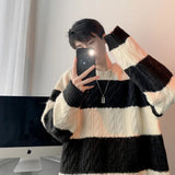 Streetwear Cozy Striped Casual Knitwear Sweater
