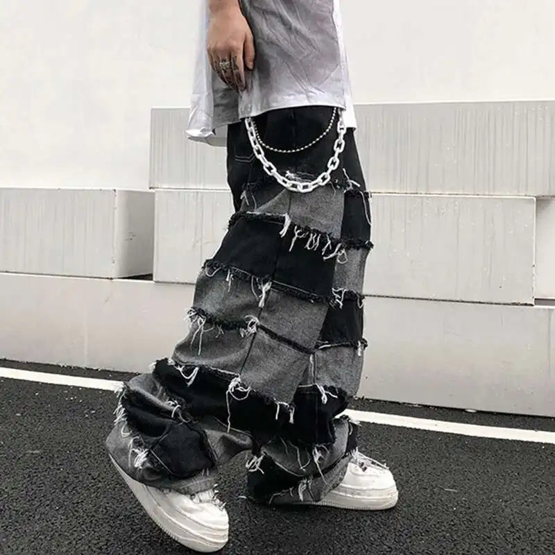 Darkwear Tassel Patchwork Denim Jeans
