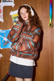 Women American Style Plaid Puffer Jacket