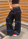Streetweear Letter Print Baggy Wide Leg Sweatpants
