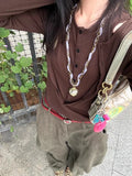 Streetwear Retro Military Green Curved Knife Pants