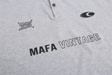 Casual Loose Fit Fake Two-Piece Letter Print Polo T-Shirt