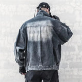 Blue Irregular Zipper Denim Jacket