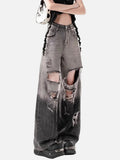 Fashionable Ripped High Waist Gradient Denim Jeans