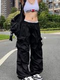 Y2K Parachute Black Cargo Pants