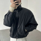 Detachable Fur Collar Thick Velvet Lined Leather Jacket