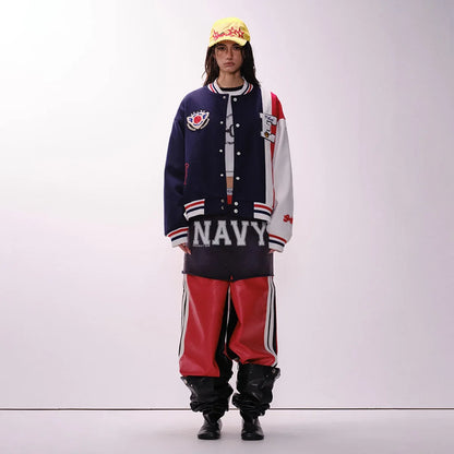 Y2K Embroidered Patchwork Baseball Varsity Jacket