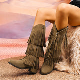 Retro Tassels Cowboy Fringe Knee High Boots