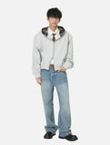 Chic Plaid Colorblock Double Zipper Hooded Sweatshirt