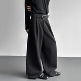 Pleated Style Solid Color Thickened Loose Pants