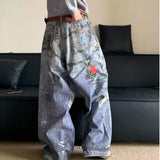 Retro Streetwear American Style Baggy Chain Jeans