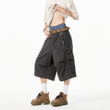 American Style Streetwear Cotton Cargo Utility Jorts