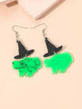 Adorable Frog Witch Hat Acrylic Earrings