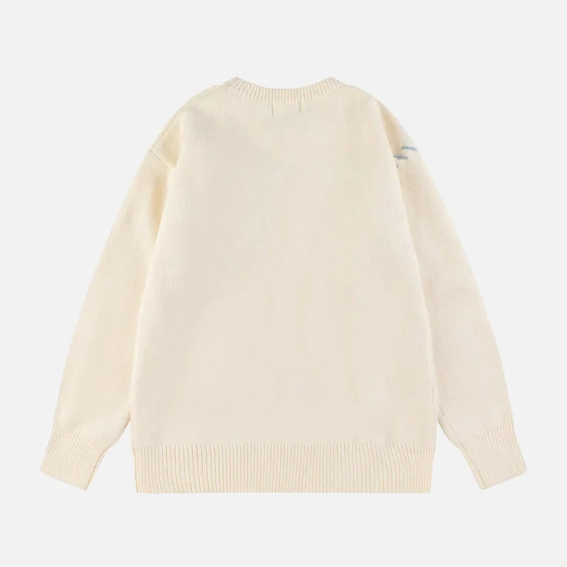 Y2K Cozy Bear Pocket Knitted Sweater