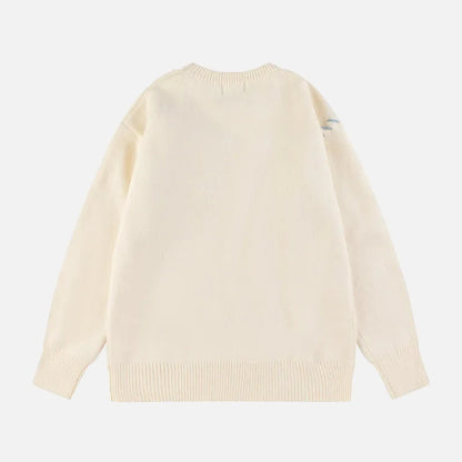 Y2K Cozy Bear Pocket Knitted Sweater
