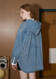 Stylish Oversized Distressed Hooded Denim Jacket