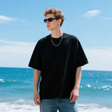 Black Drop Shoulder Cotton Minimalist T-Shirt