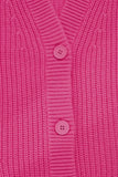 Ethereal Pink Casual Winter Rib V-Neck Cardigan