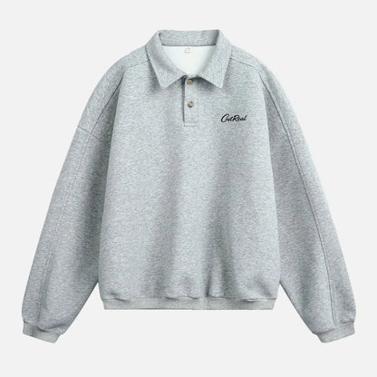 Autumn Letter Print Loose Turn Down Collar Sweatshirt