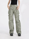 Vintage Zipper High Waist Baggy Leather Pants
