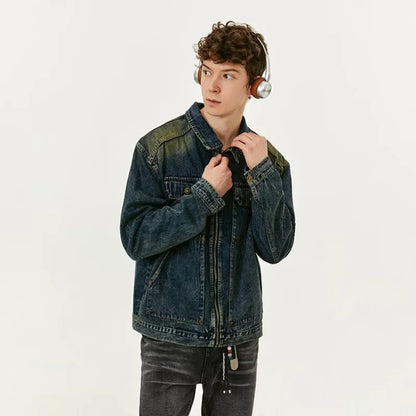 Streetwear American Style Old Washed Denim Jacket