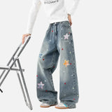 American Style Star Patch Loose Jeans