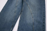 Irregular Distressed Spliced Washed Wide Leg Jeans