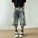 Flame Graphic Print Denim Short