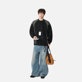 Contrast Color Raglan Crew Neck Sweatshirt