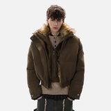 Premium Thick Fake Two Piece Fur Collar Puffer Jacket