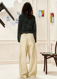 Plush High Waist Hip Hop Straight Leg Jeans